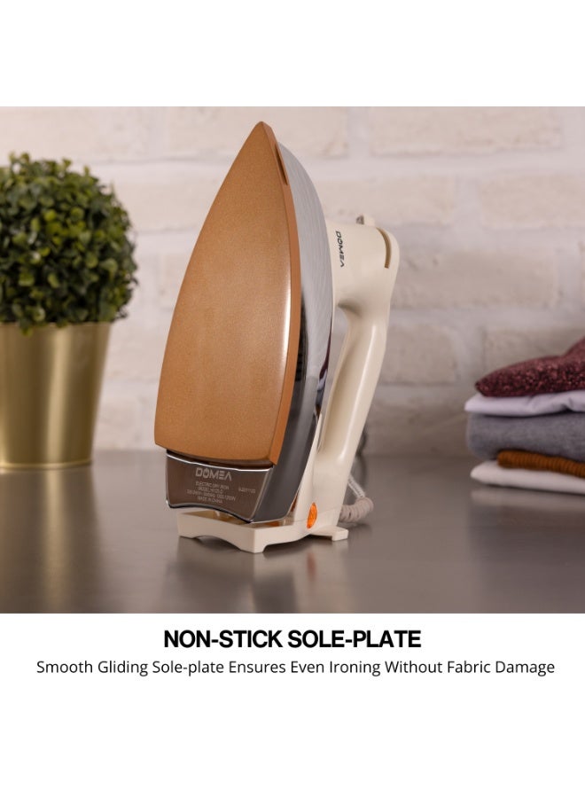 DOMEA مكواة جافة كهربائية، وزن ثقيل 1.9 كجم، طلاء سيراميك، قطع تلقائي للحرارة، مناسبة لجميع أنواع الملابس | 1200 واط ضمان 7 سنوات - Image 4